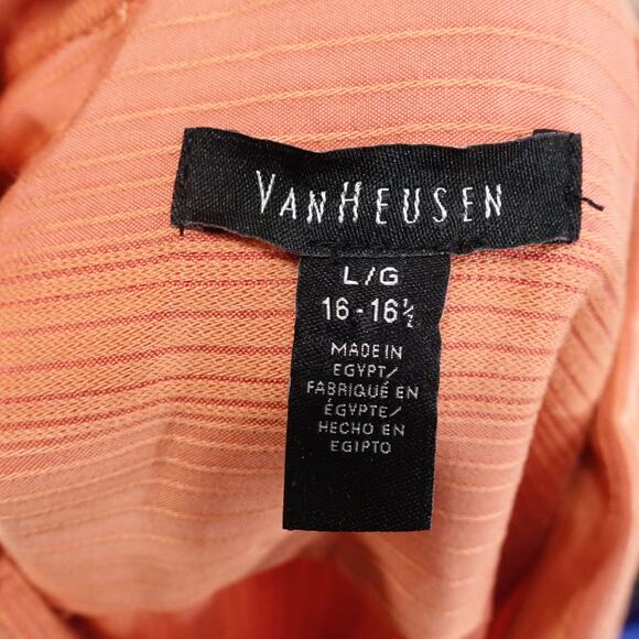 VAN HEUSEN RAYON BLEND ORANGE TANGERINE SHORT SLEEVE HAWAIIAN BUTTON UP SHIRT L - Picture 6 of 7
